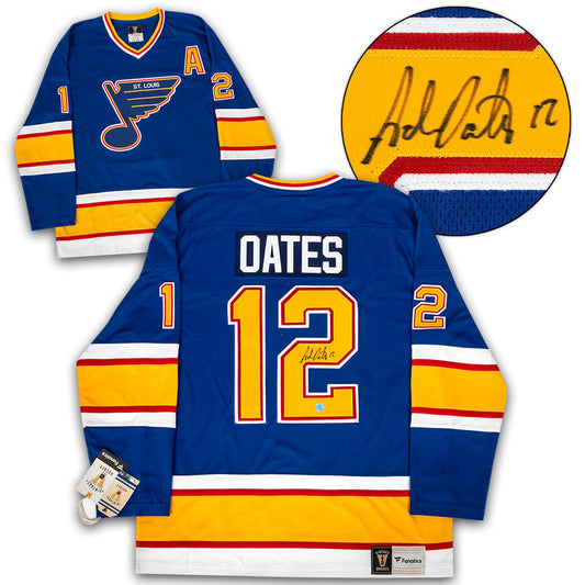 Adam Oates Signed St Louis Blues Throwback Breakaway Jersey product image 1, provided for visual reference and product