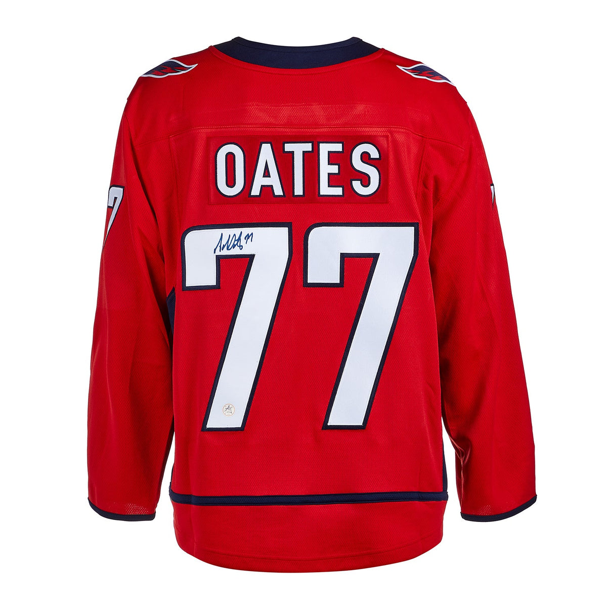 Adam Oates Autographed Washington Capitals Red Fanatics Breakaway Jersey product image 1, provided for visual reference and
