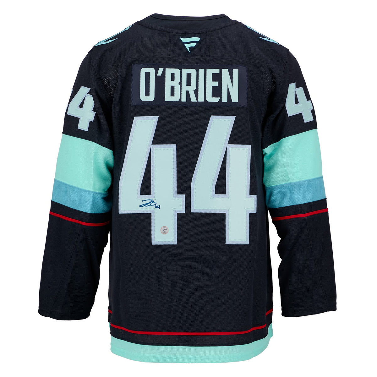 Jake O'Brien Autographed Seattle Kraken Fanatics Premium Jersey product image 1, provided for visual reference and product
