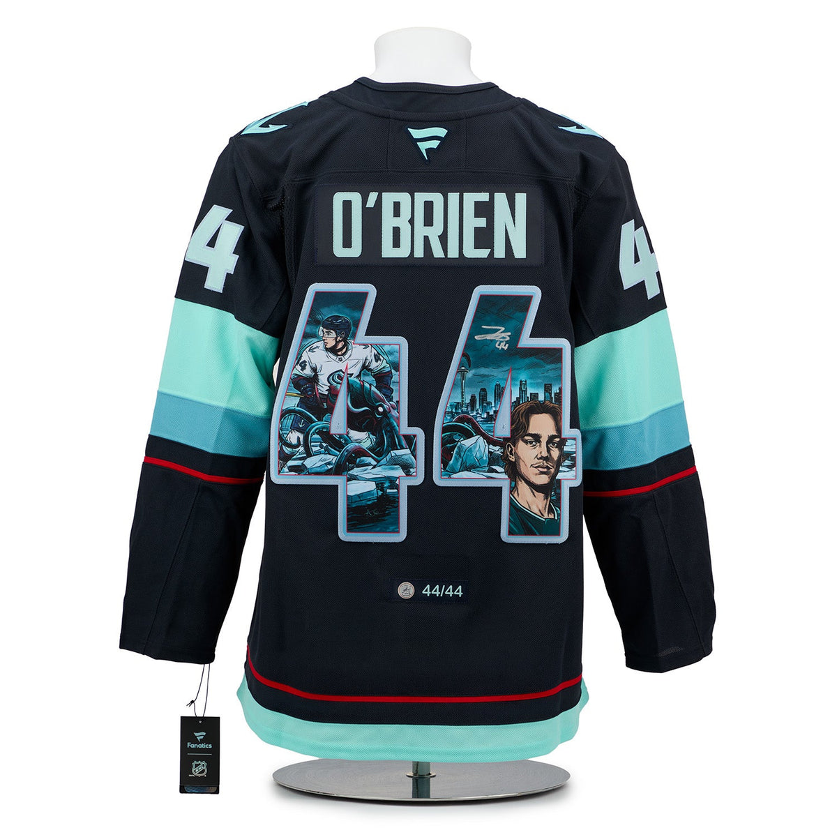Jake O'Brien Autographed Seattle Kraken Comic Book Art Jersey #44/44 product image 1, provided for visual reference and