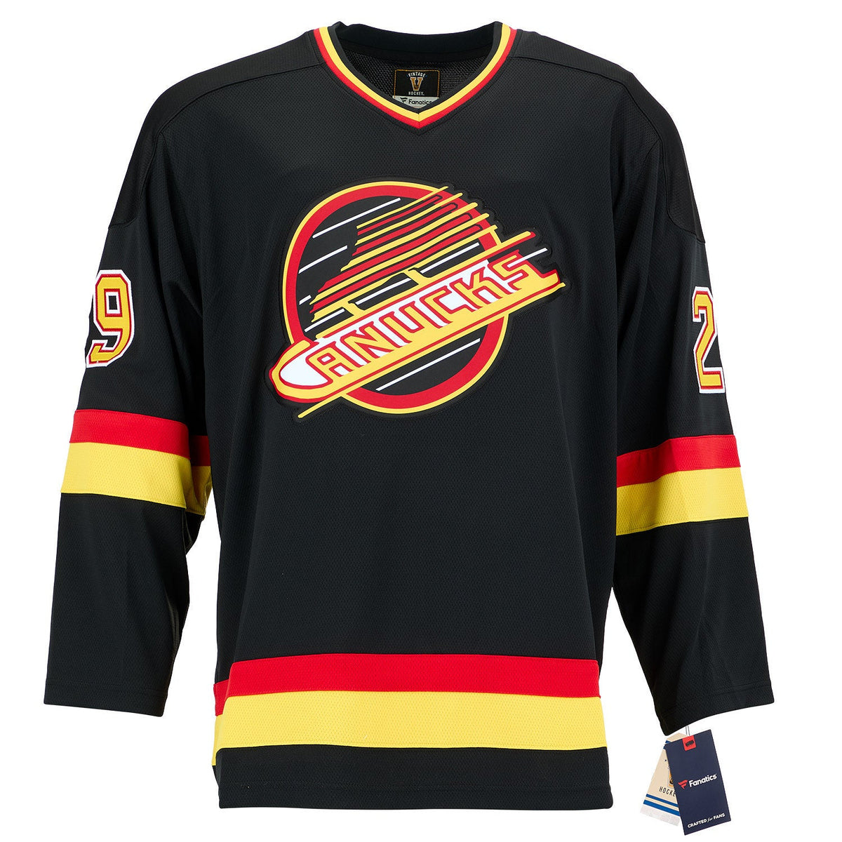 Gino Odjick Autographed Vancouver Canucks Black Fanatics Throwback Jersey product image 2, provided for visual reference and