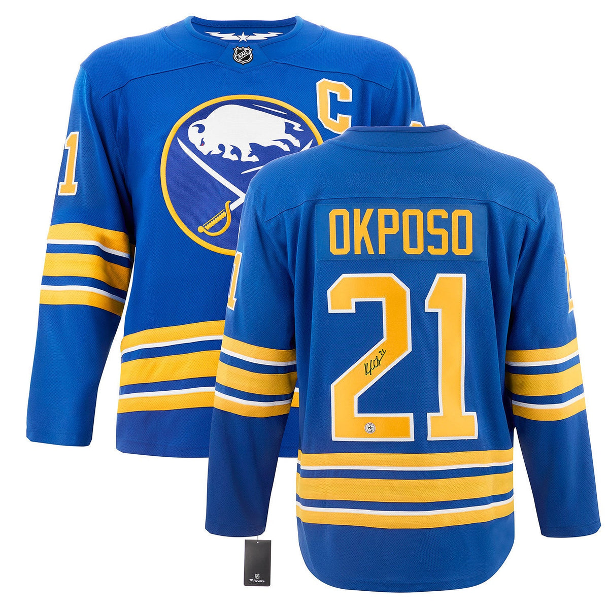 Kyle Okposo Signed Buffalo Sabres Fanatics Breakaway Jersey product image 3, provided for visual reference and product