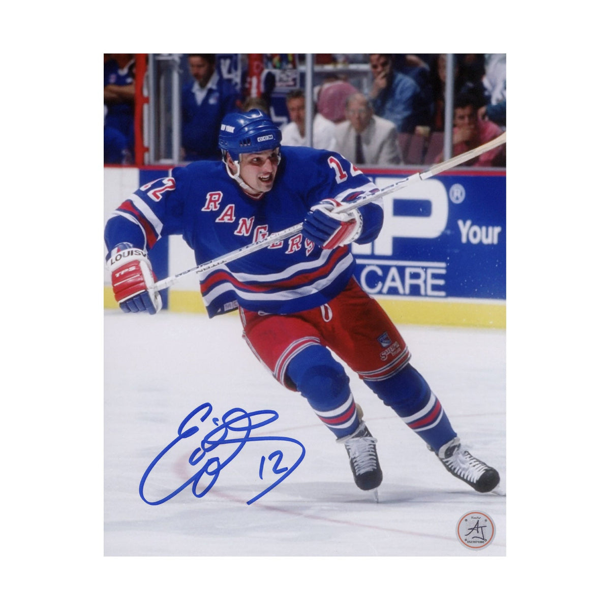 Ed Olczyk Autographed New York Rangers Hockey 8x10 Photo product image 1, provided for visual reference and product detail