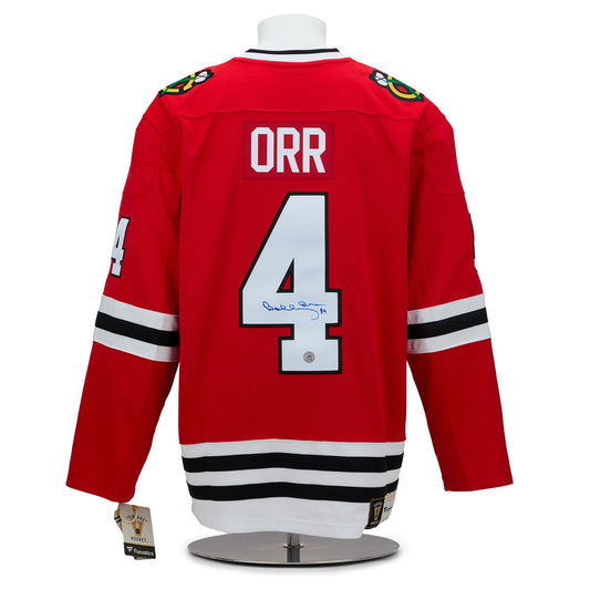 Bobby Orr Autographed Chicago Blackhawks Fanatics Throwback Jersey product image 1, provided for visual reference and