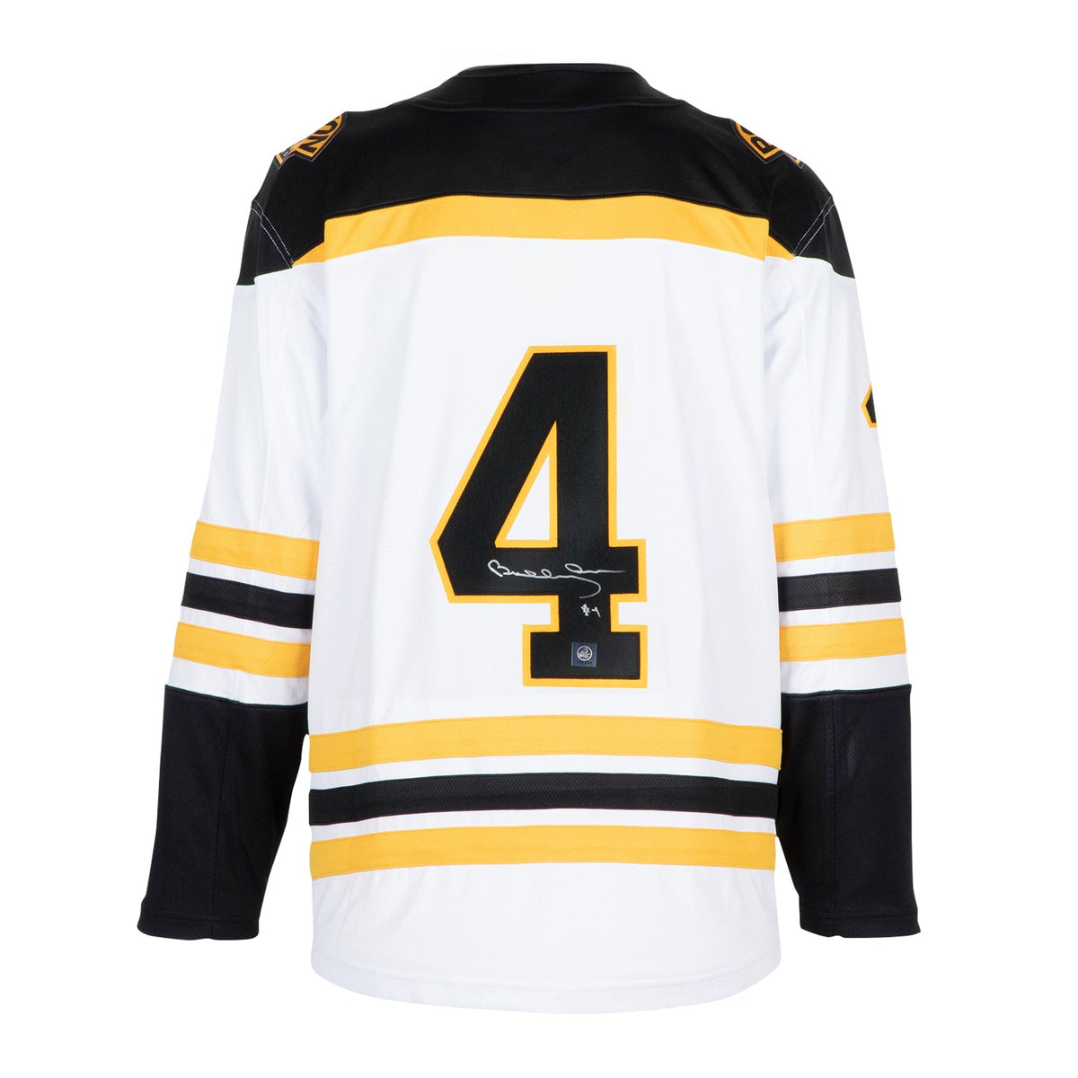 Bobby Orr Autographed Boston Bruins White Fanatics Breakaway Jersey product image 1, provided for visual reference and