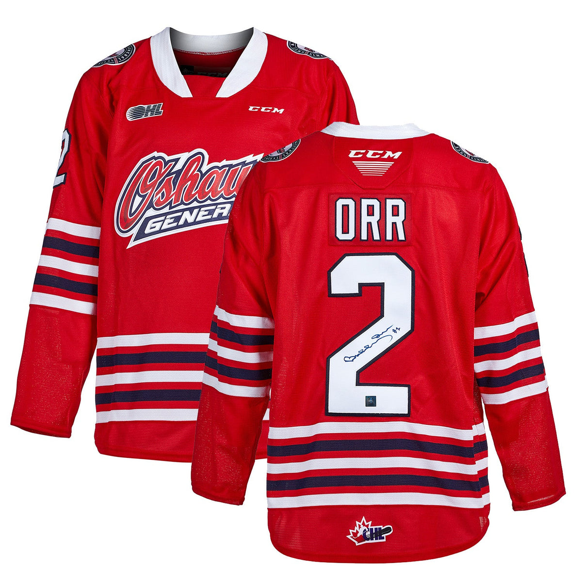 Bobby Orr Autographed Oshawa Generals CHL CCM Jersey product image 3, provided for visual reference and product detail review