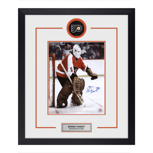 Bernie Parent Autographed Philadelphia Flyers Puck Logo 23x27 Frame product image 1, provided for visual reference and