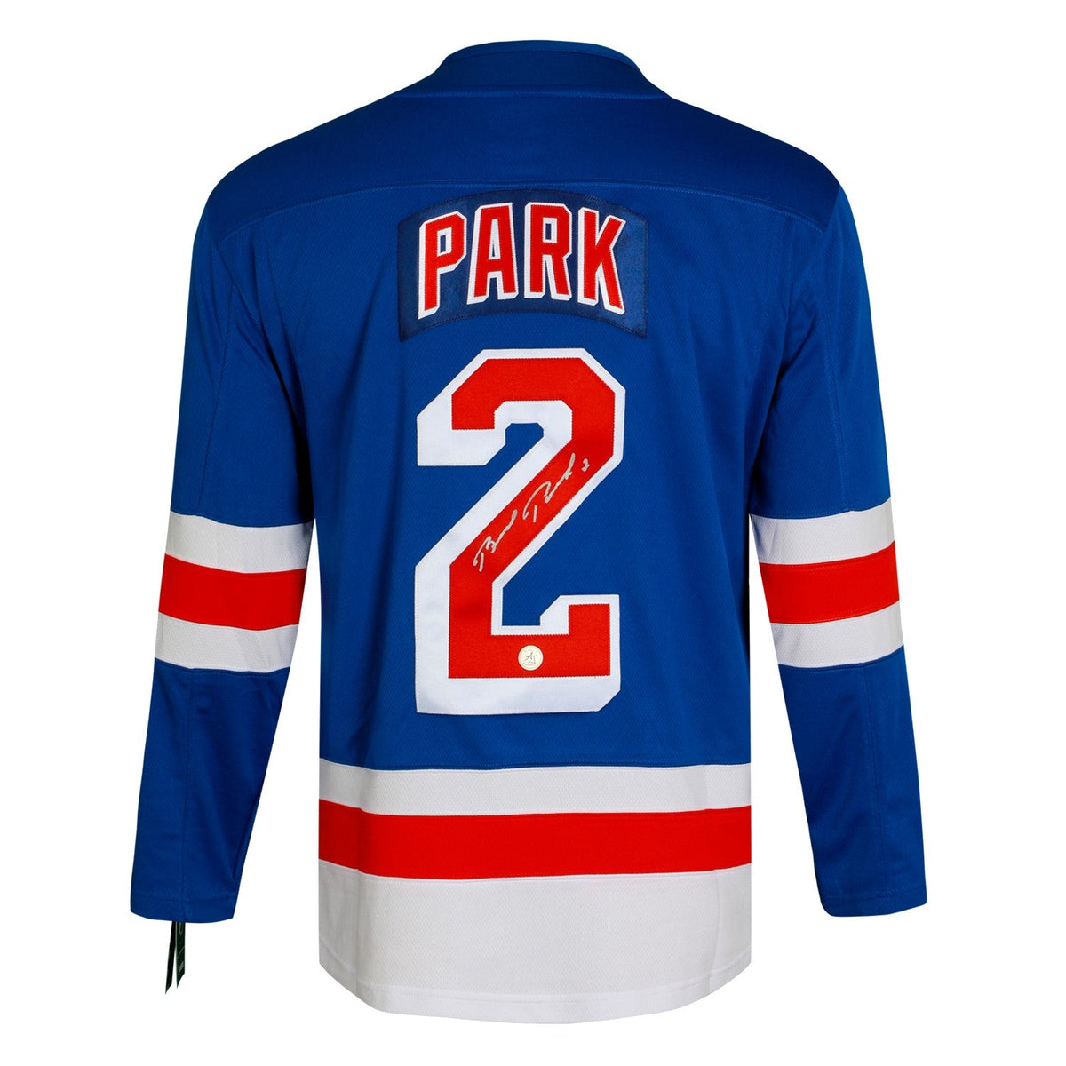 Brad Park Signed New York Rangers Blue Fanatics Breakaway Jersey product image 1, provided for visual reference and product