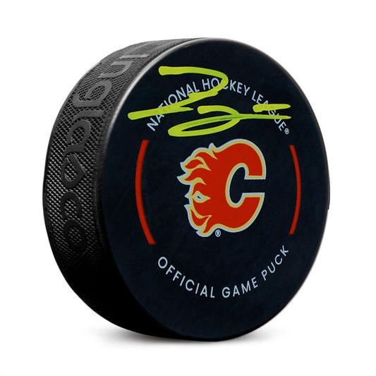 Zayne Parekh Signed Calgary Flames Official Game Puck product image 1, provided for visual reference and product detail