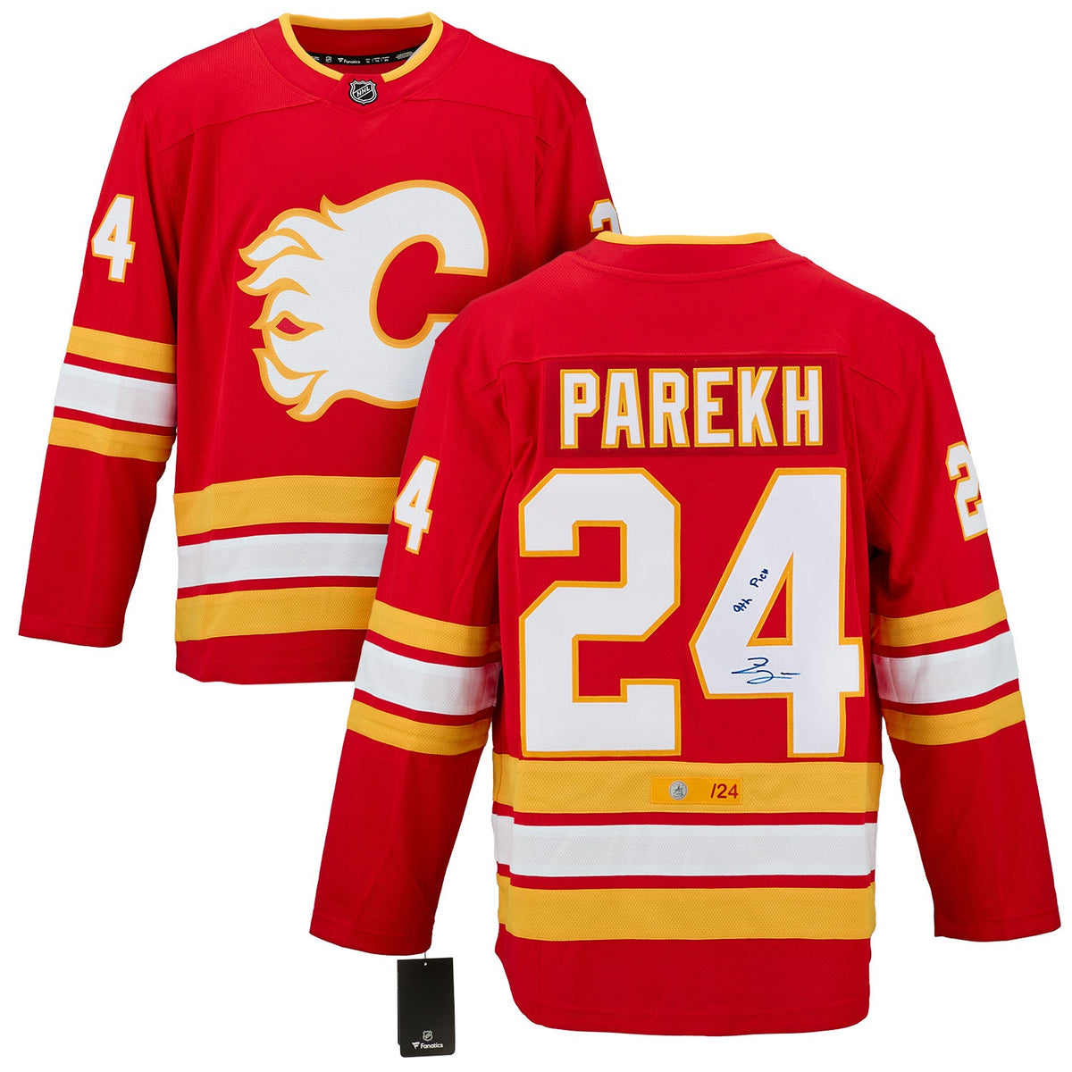 Zayne Parekh Signed Calgary Flames Fanatics Breakaway Jersey with Pick Note #/24 product image 3, provided for visual