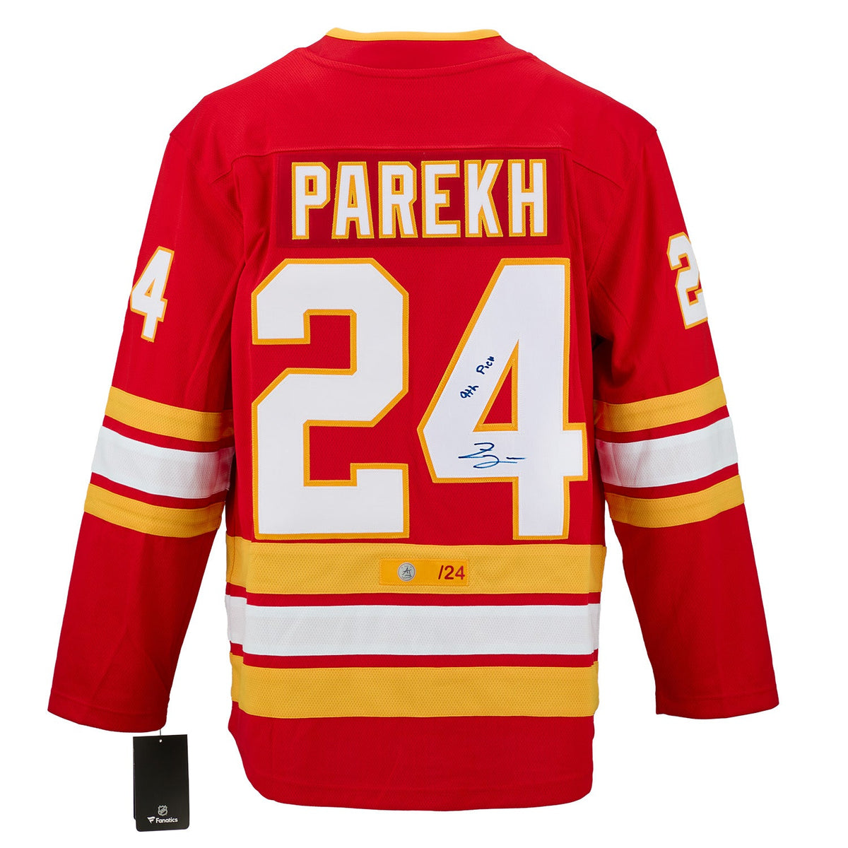 Zayne Parekh Signed Calgary Flames Fanatics Breakaway Jersey with Pick Note #/24 product image 1, provided for visual