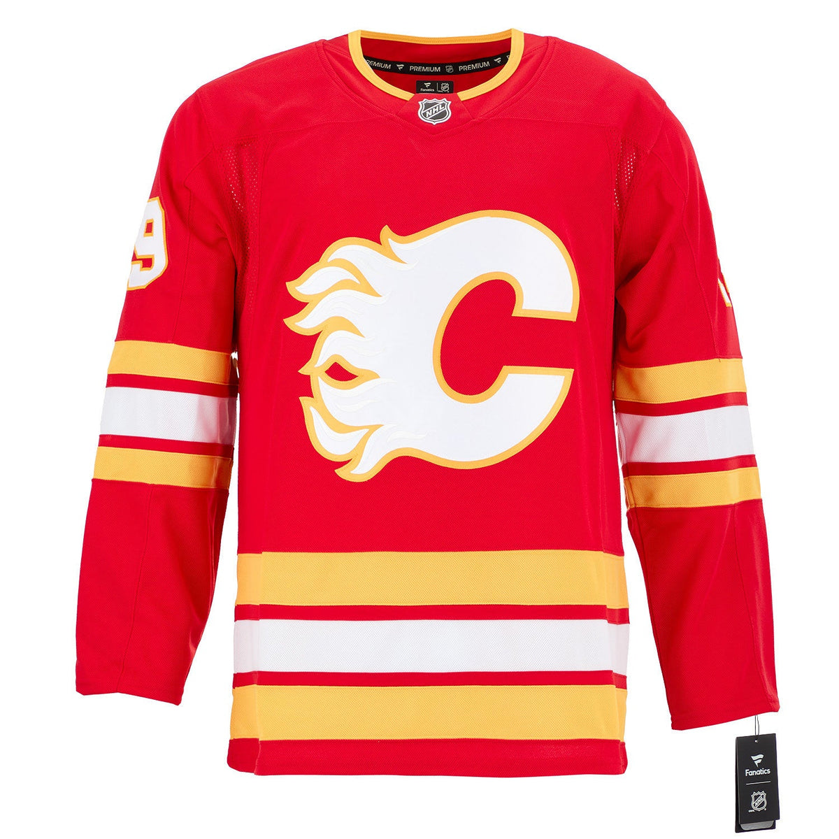 Zayne Parekh Autographed Calgary Flames Fanatics Premium Jersey product image 2, provided for visual reference and product