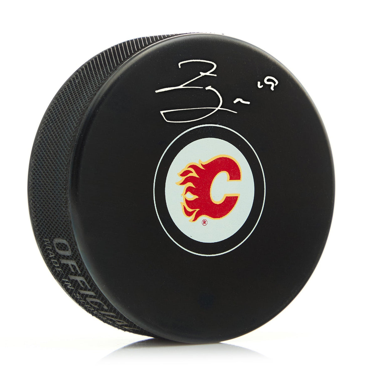 Zayne Parekh Autographed Calgary Flames Hockey Puck product image 1, provided for visual reference and product detail review