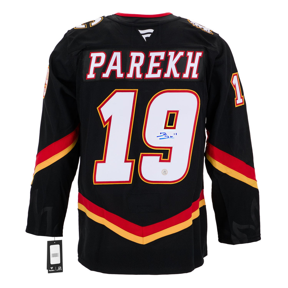 Zayne Parekh Signed Calgary Flames Alt Blasty Fanatics Premium Jersey product image 1, provided for visual reference and