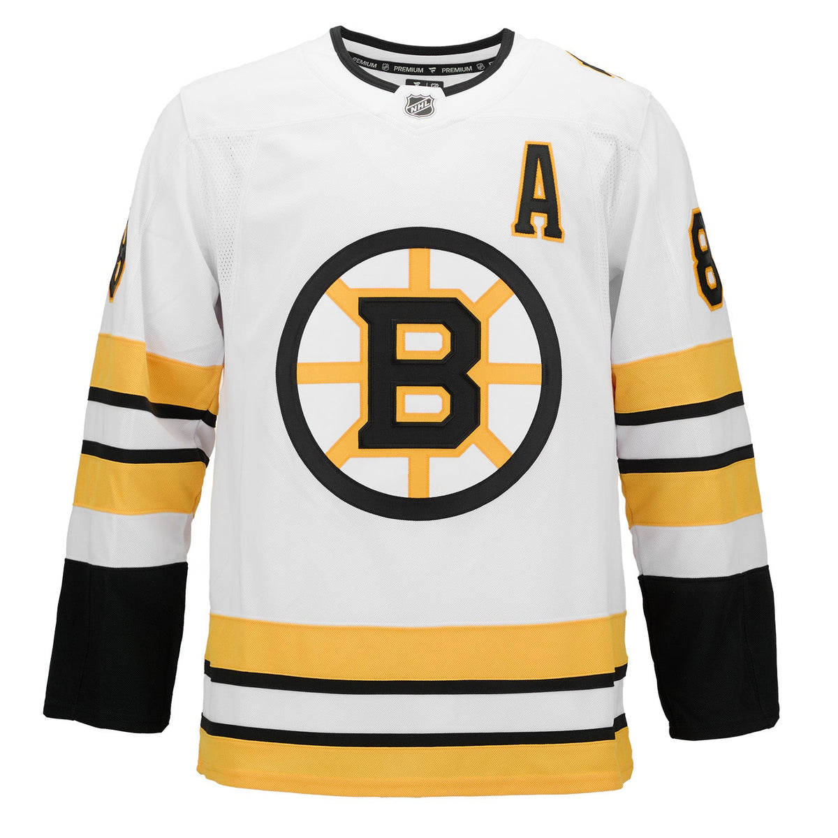 David Pastrnak Signed Boston Bruins White Fanatics Premium Jersey product image 2, provided for visual reference and product