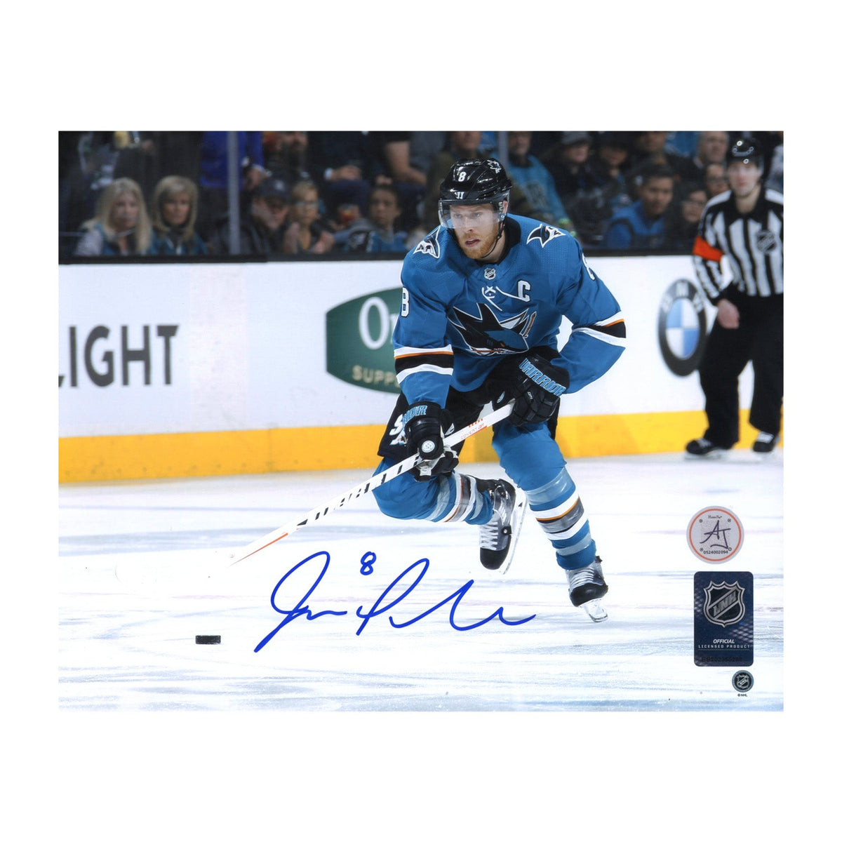 Joe Pavelski Autographed San Jose Sharks Captain 8x10 Photo product image 1, provided for visual reference and product