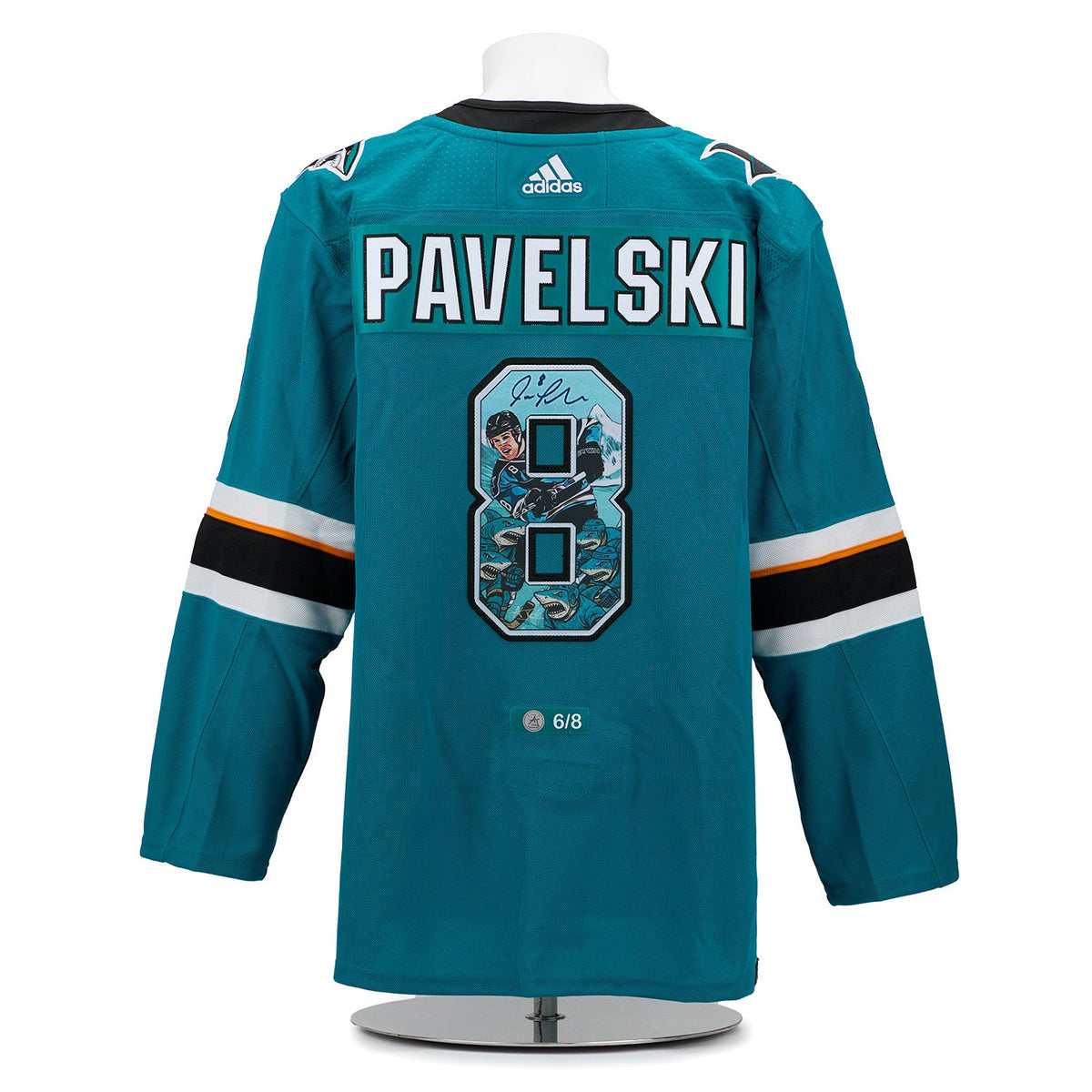 Joe Pavelski Signed San Jose Sharks Comic Book Art Jersey #6/8 product image 1, provided for visual reference and product