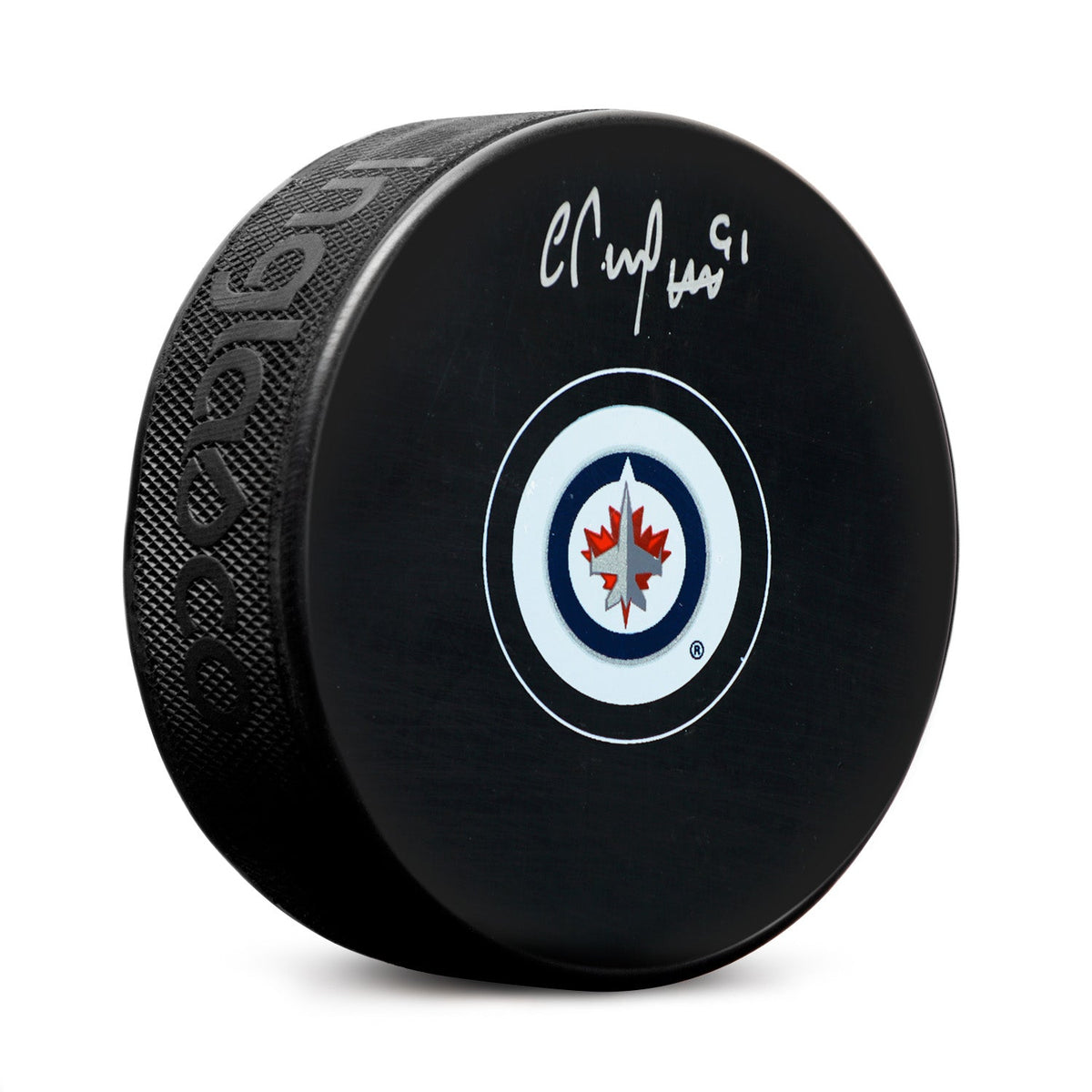 Cole Perfetti Autographed Winnipeg Jets Hockey Puck product image 1, provided for visual reference and product detail review