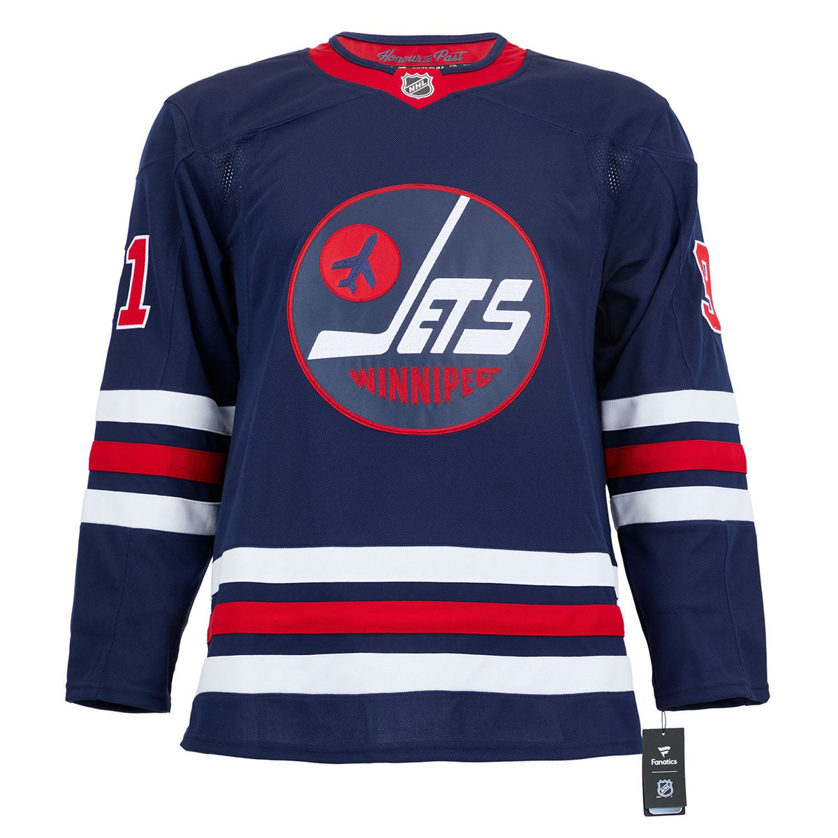 Cole Perfetti Signed Winnipeg Jets Alt Retro Fanatics Premium Jersey product image 2, provided for visual reference and