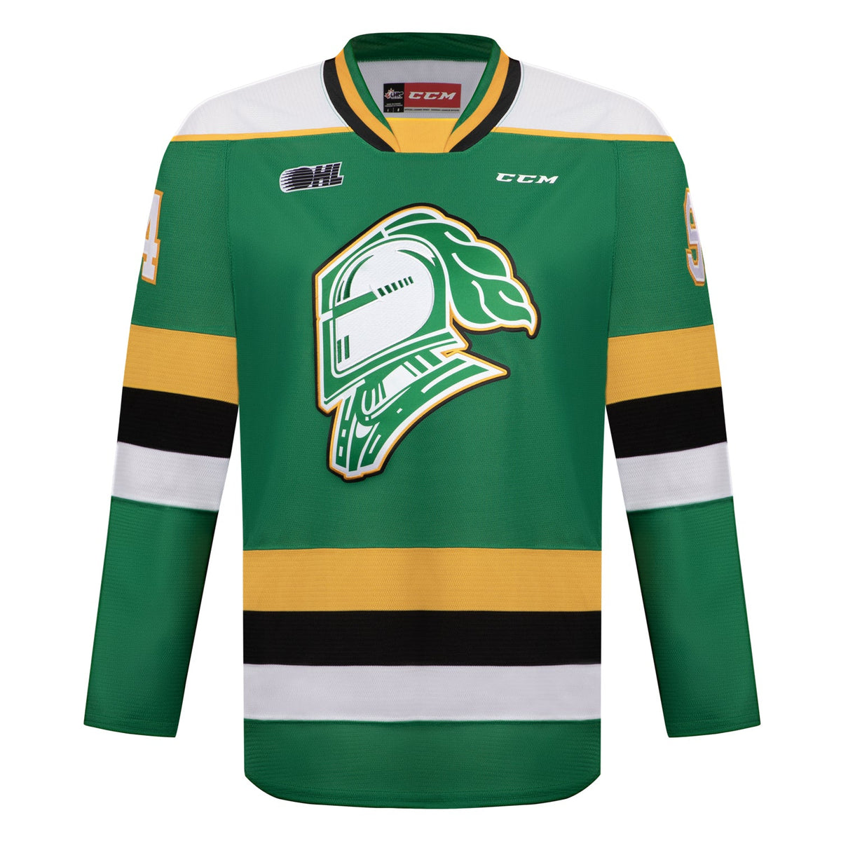 Corey Perry Autographed London Knights Green CCM CHL Jersey product image 2, provided for visual reference and product