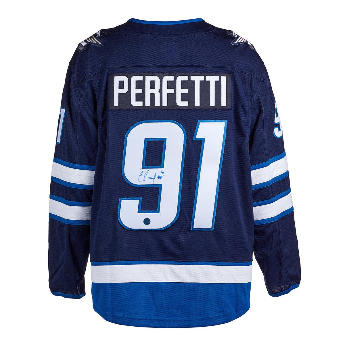 Cole Perfetti Autographed Winnipeg Jets Fanatics Breakaway Jersey product image 1, provided for visual reference and product