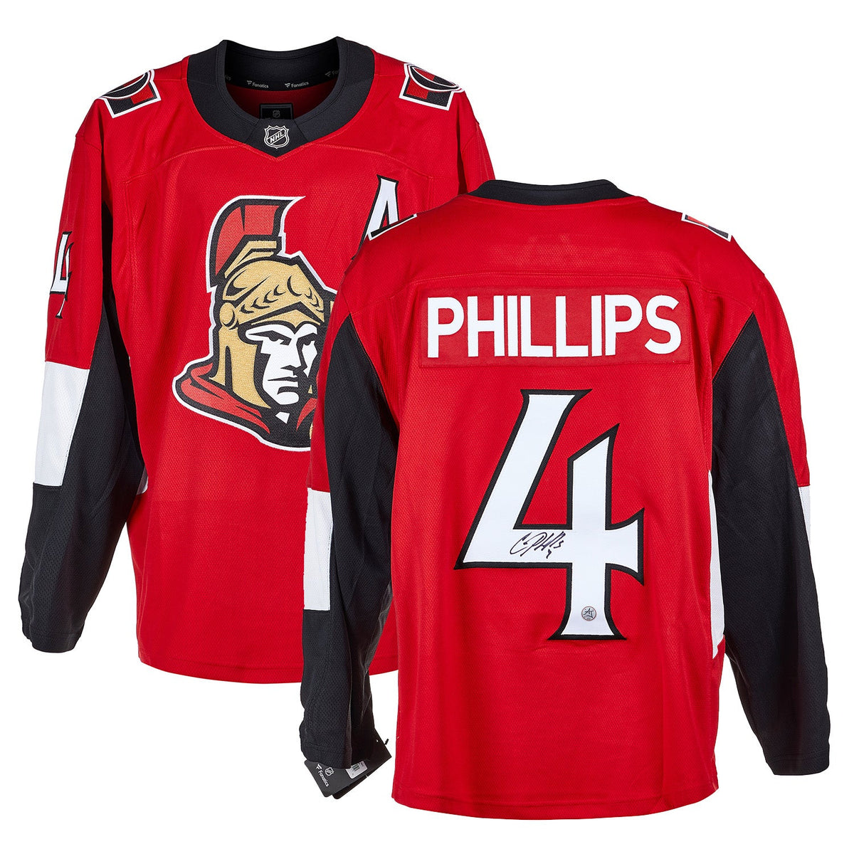 Chris Phillips Autographed Ottawa Senators Fanatics Breakaway Jersey product image 3, provided for visual reference and
