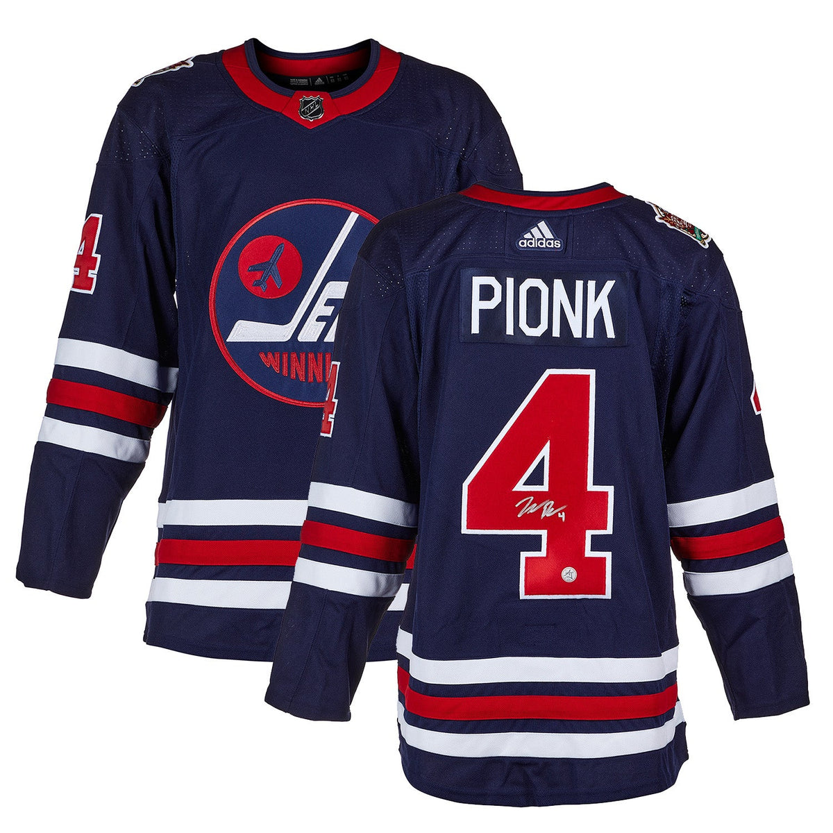 Neal Pionk Signed Winnipeg Jets 2019 Heritage Classic adidas Jersey product image 3, provided for visual reference and