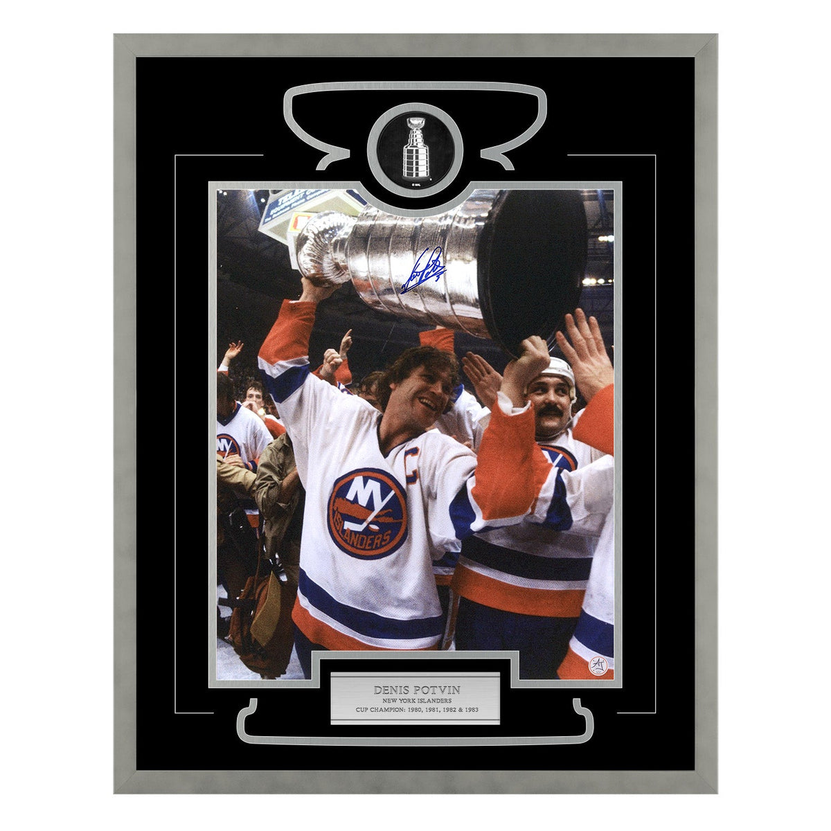 Denis Potvin Signed New York Islanders Cup Champion 26x32 Frame product image 1, provided for visual reference and product
