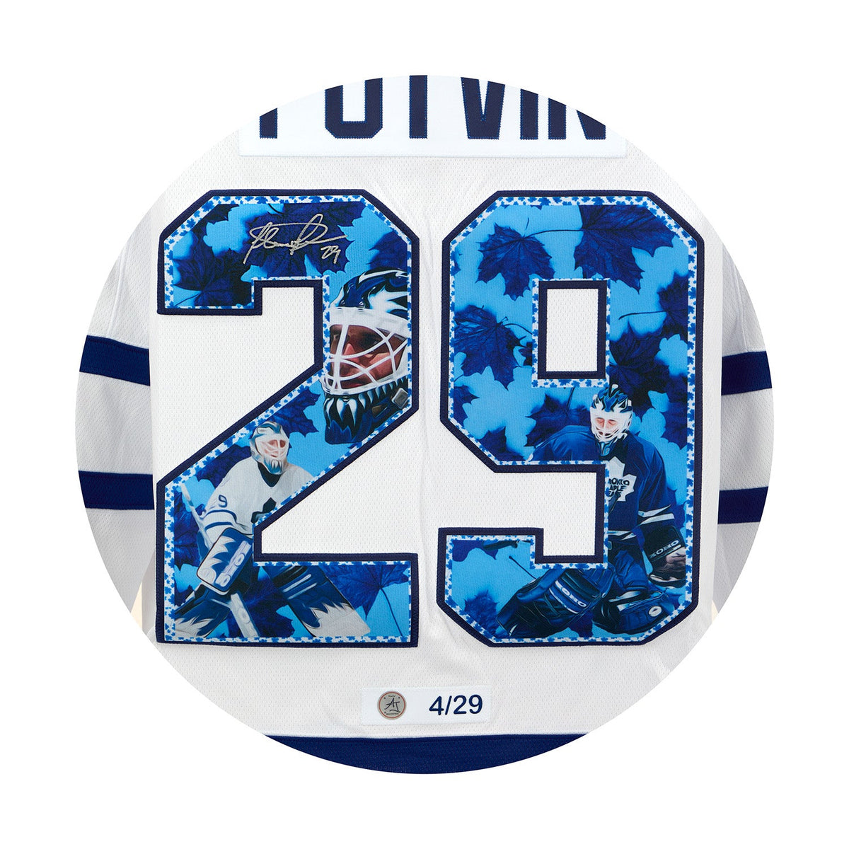 Felix Potvin Signed Toronto Maple Leafs Cat Mask Art Jersey #4/29 product image 3, provided for visual reference and product