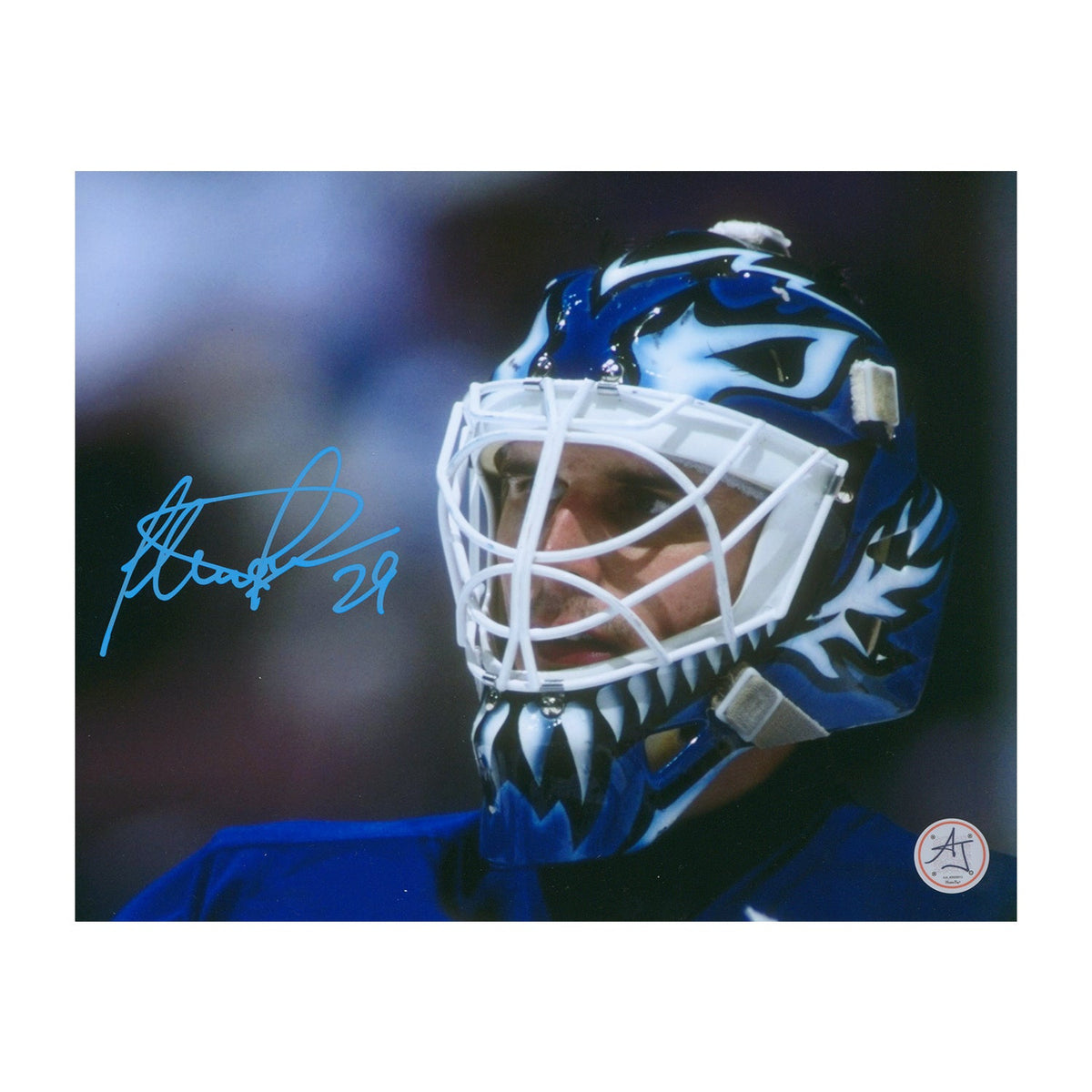 Felix Potvin Signed Toronto Maple Leafs Mask Close-Up 8x10 Photo product image 1, provided for visual reference and product