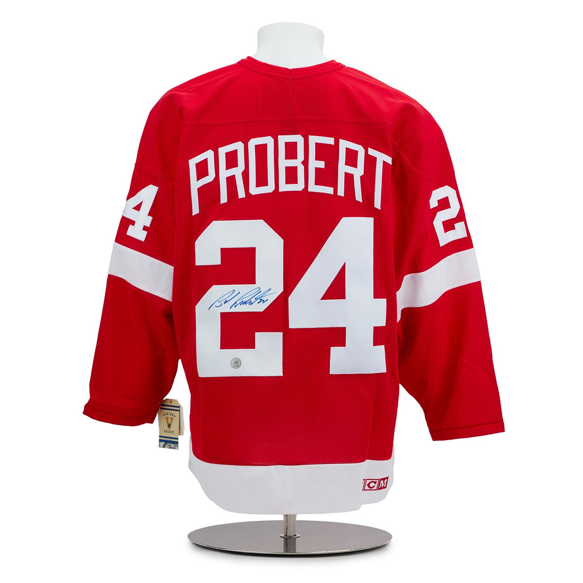 Bob Probert Autographed Detroit Red Wings Vintage CCM Jersey product image 1, provided for visual reference and product