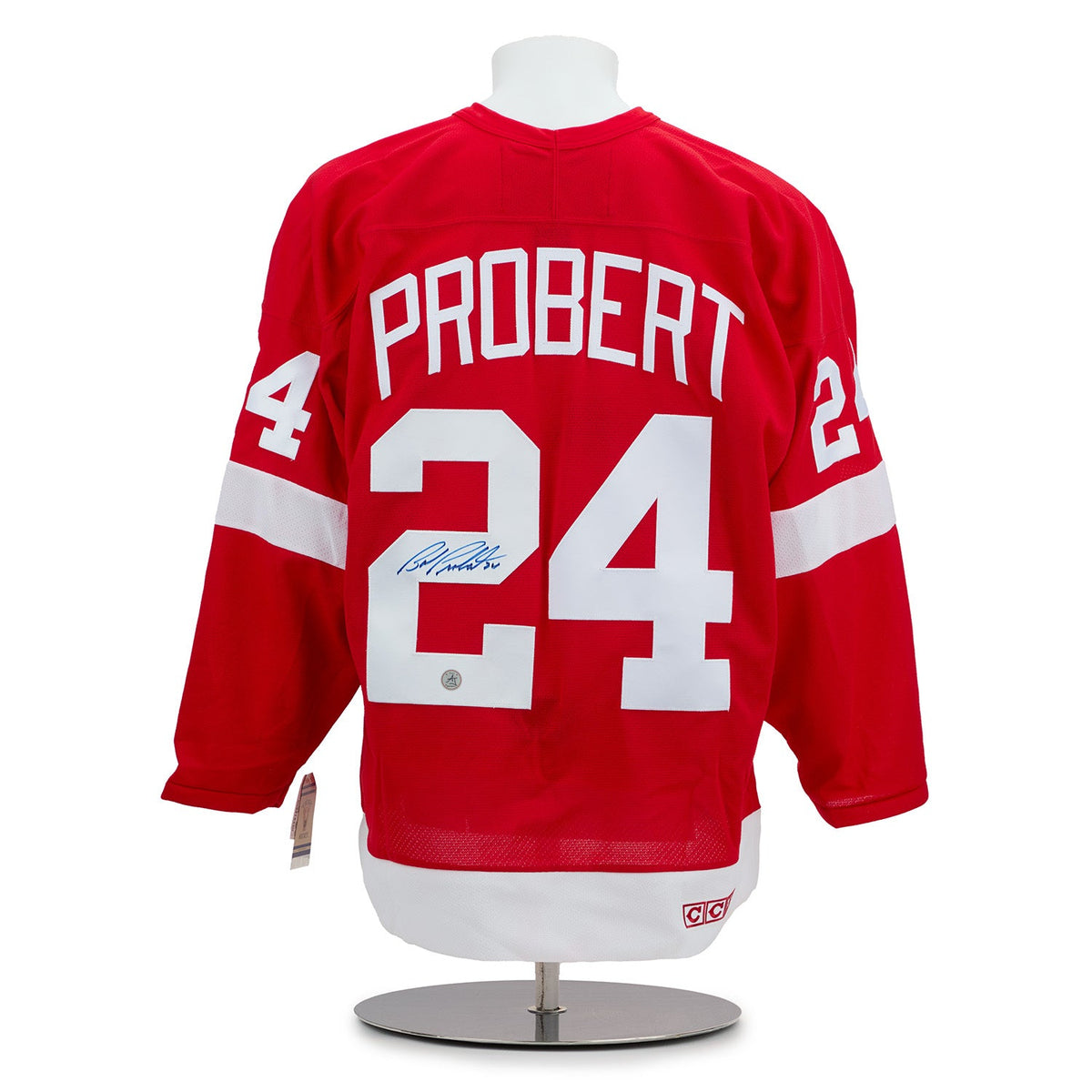 Bob Probert Autographed Detroit Red Wings Vintage CCM Jersey product image 1, provided for visual reference and product