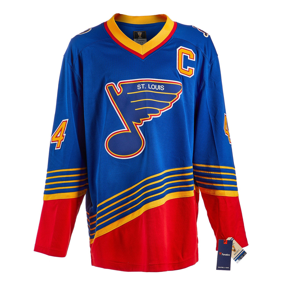 Chris Pronger Autographed St Louis Blues Fanatics Throwback Jersey product image 2, provided for visual reference and