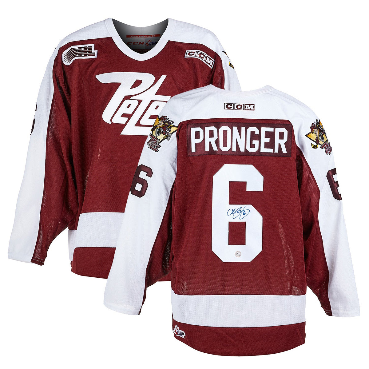 Chris Pronger Autographed Peterborough Petes Retro CCM Jersey product image 3, provided for visual reference and product