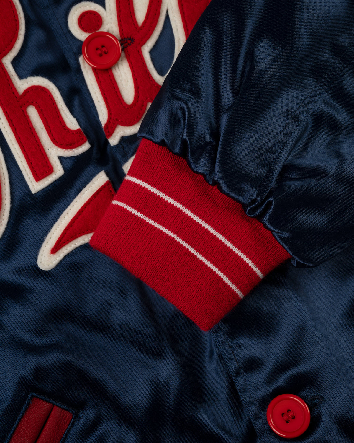 Philadelphia Phillies 1937 Authentic All Satin Varsity Jacket product image 4, provided for visual reference and product