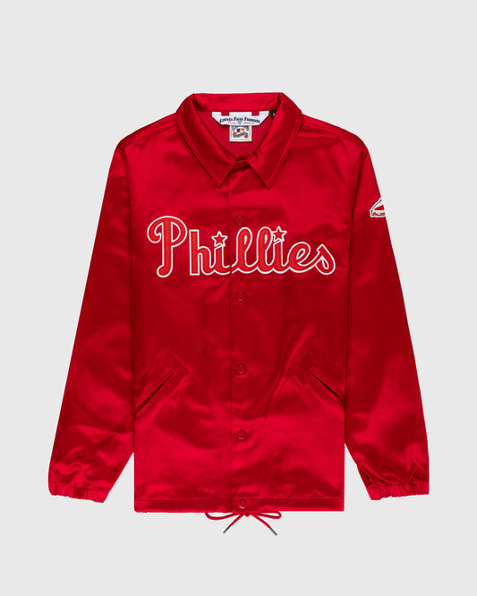 Philadelphia Phillies 1950 Satin Windbreaker Jacket product image 1, provided for visual reference and product detail review