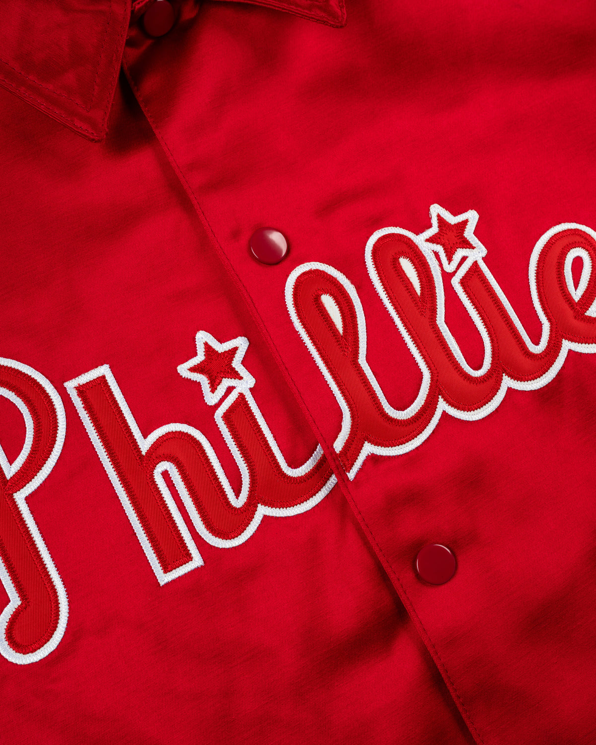 Philadelphia Phillies 1950 Satin Windbreaker Jacket product image 2, provided for visual reference and product detail review