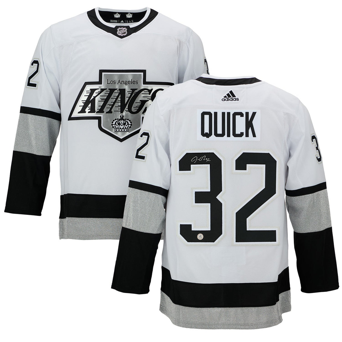 Jonathan Quick Signed Los Angeles Kings Alt Retro White adidas Jersey product image 3, provided for visual reference and