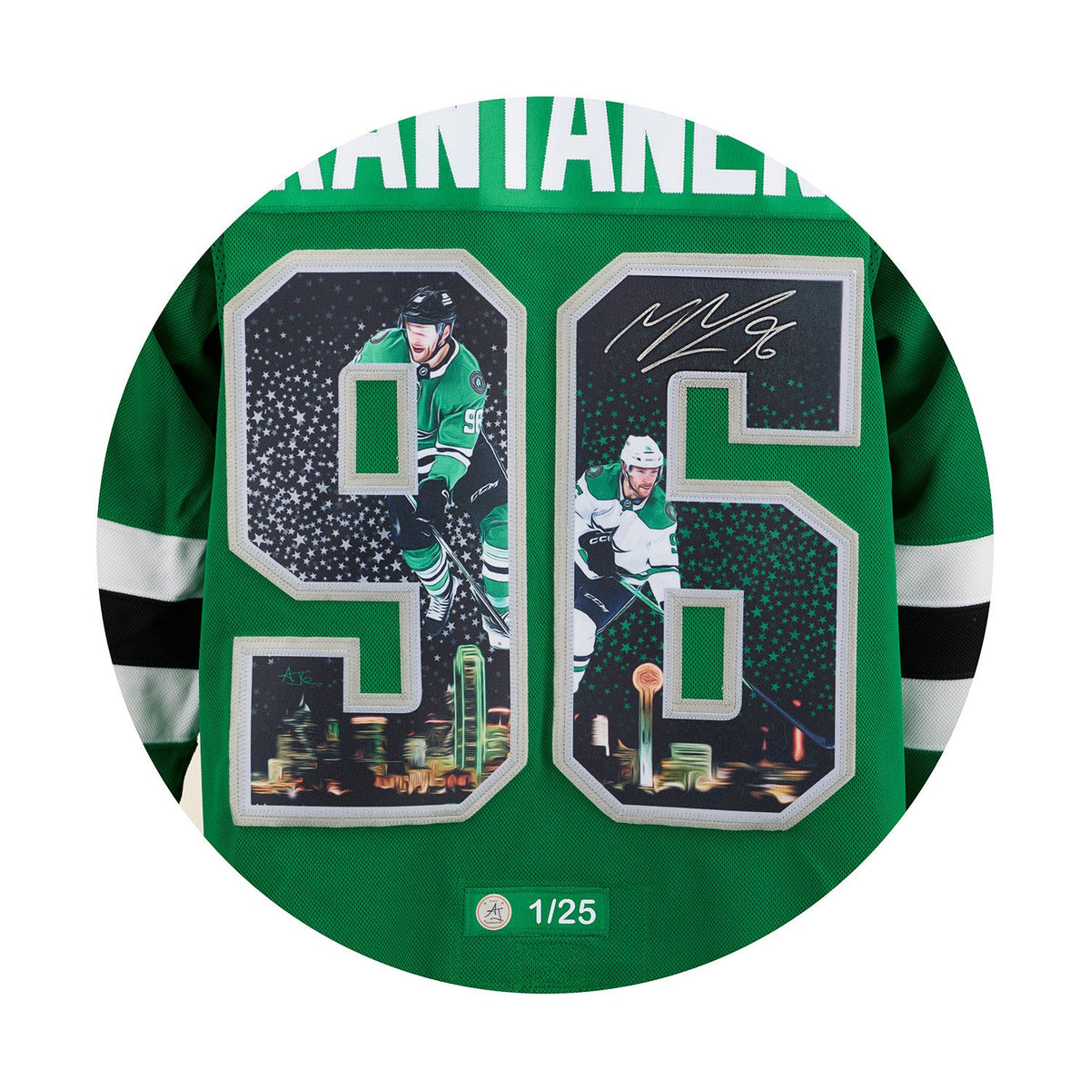 Mikko Rantanen Signed Dallas Stars Night Skyline Art Jersey #1/25 product image 3, provided for visual reference and product