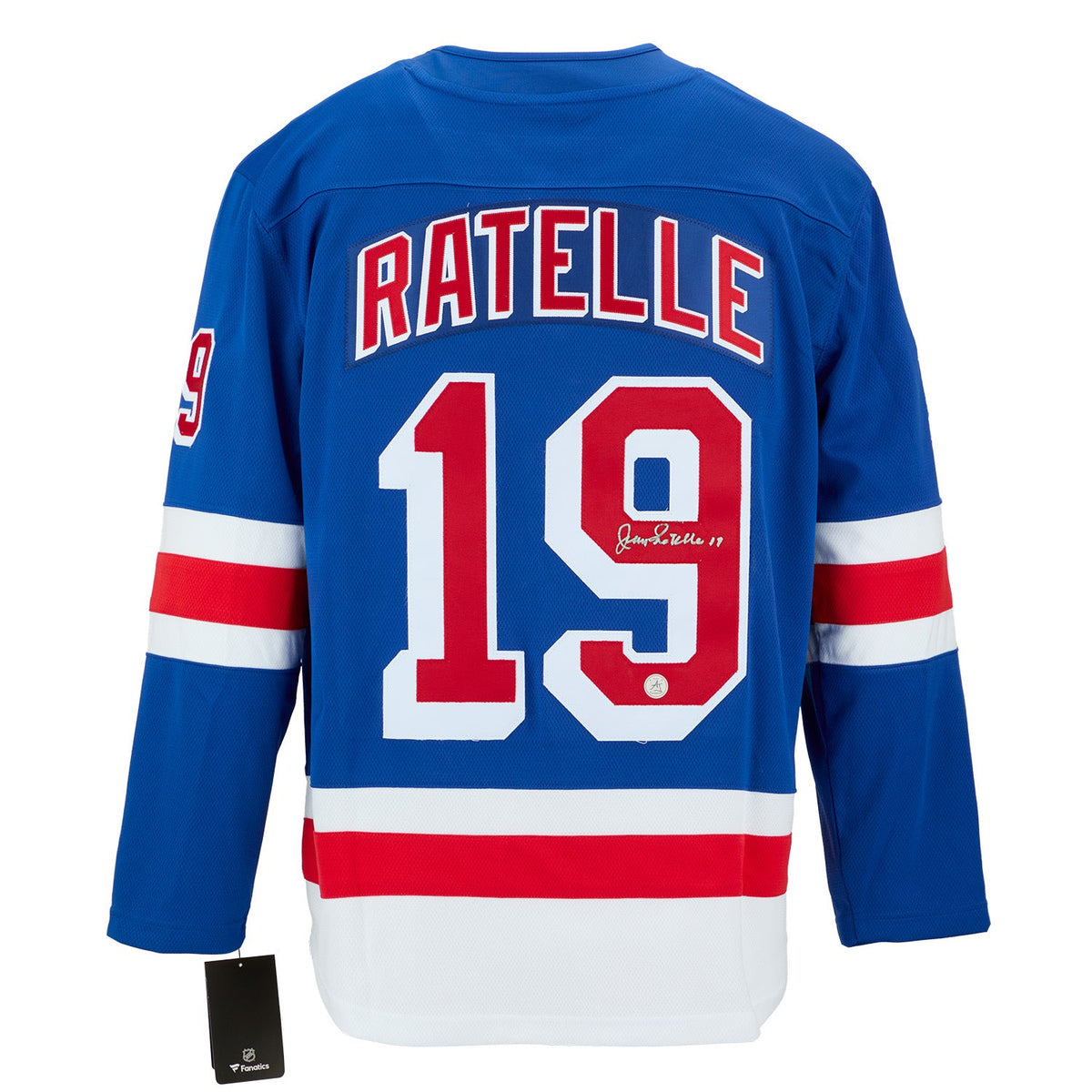 Jean Ratelle Autographed New York Rangers Fanatics Breakaway Jersey product image 1, provided for visual reference and