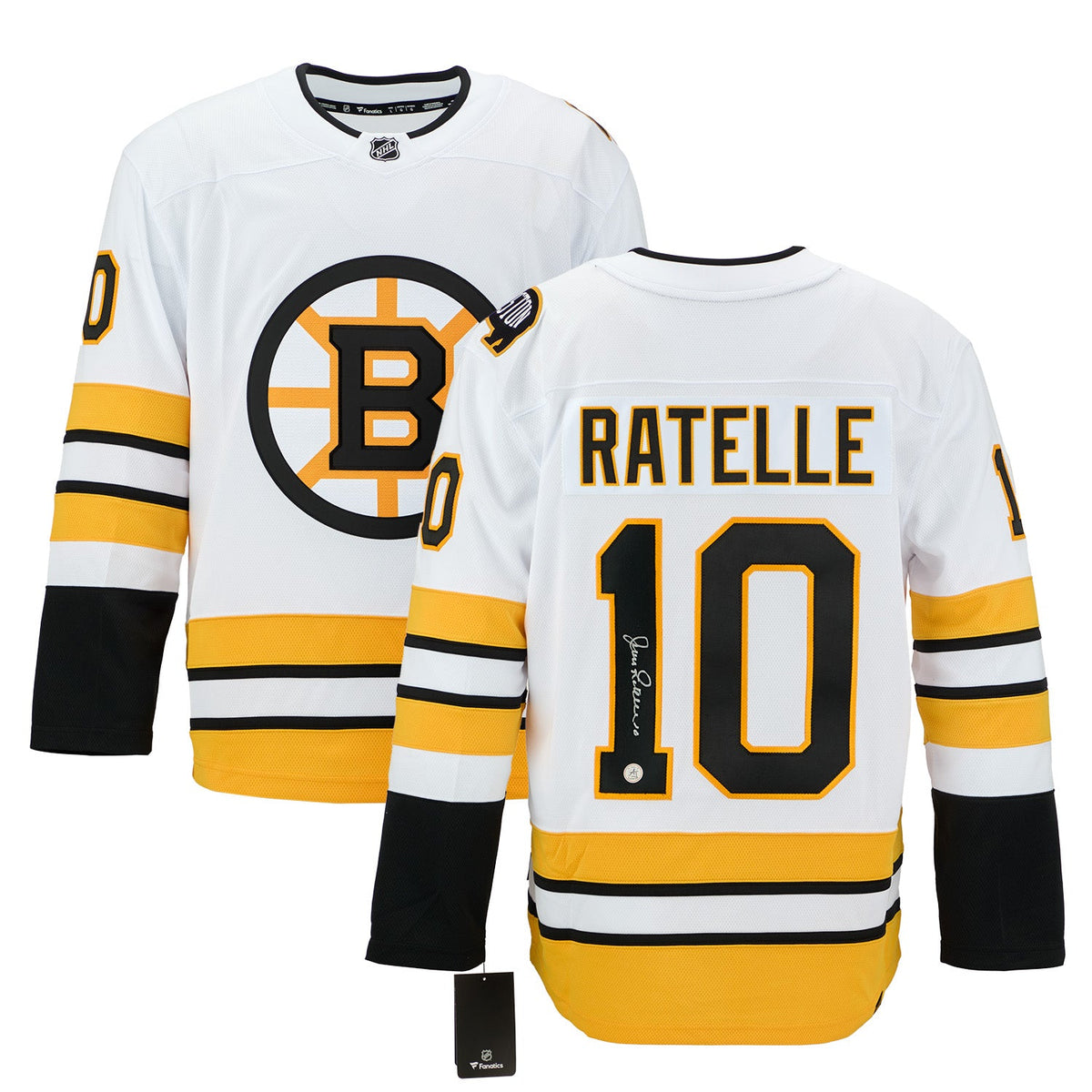Jean Ratelle Autographed Boston Bruins Fanatics Throwback Jersey product image 3, provided for visual reference and product