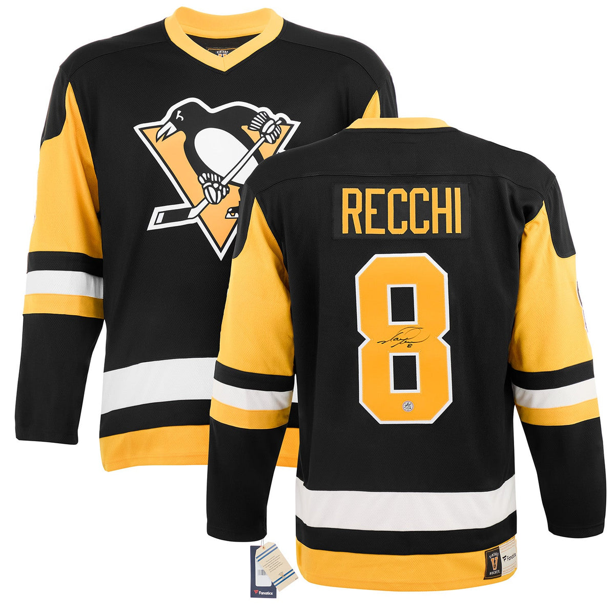 Mark Recchi Signed Pittsburgh Penguins Throwback Breakaway Jersey product image 2, provided for visual reference and product