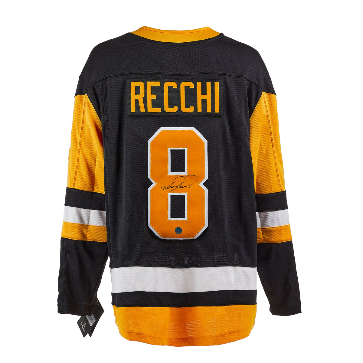 Mark Recchi Autographed Pittsburgh Penguins Fanatics Breakaway Jersey product image 1, provided for visual reference and