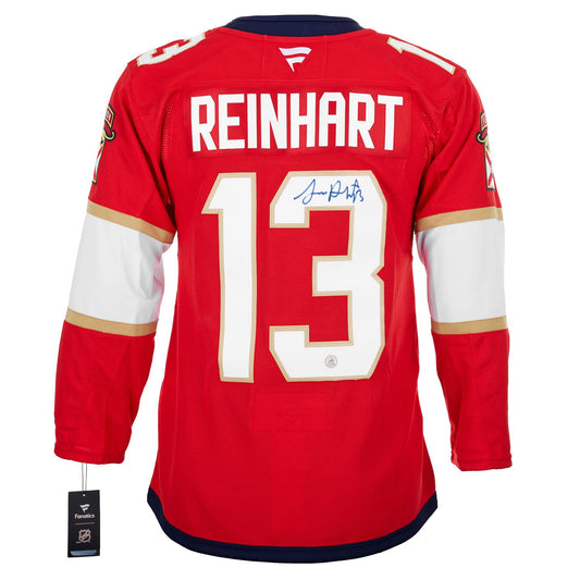 Sam Reinhart Autographed Florida Panthers Fanatics Premium Jersey product image 1, provided for visual reference and product