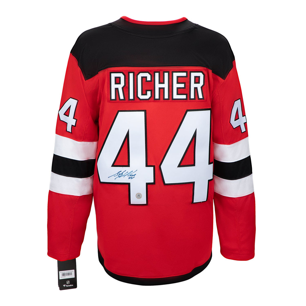 Stephane Richer Autographed New Jersey Devils Red Fanatics Breakaway Jersey product image 1, provided for visual reference