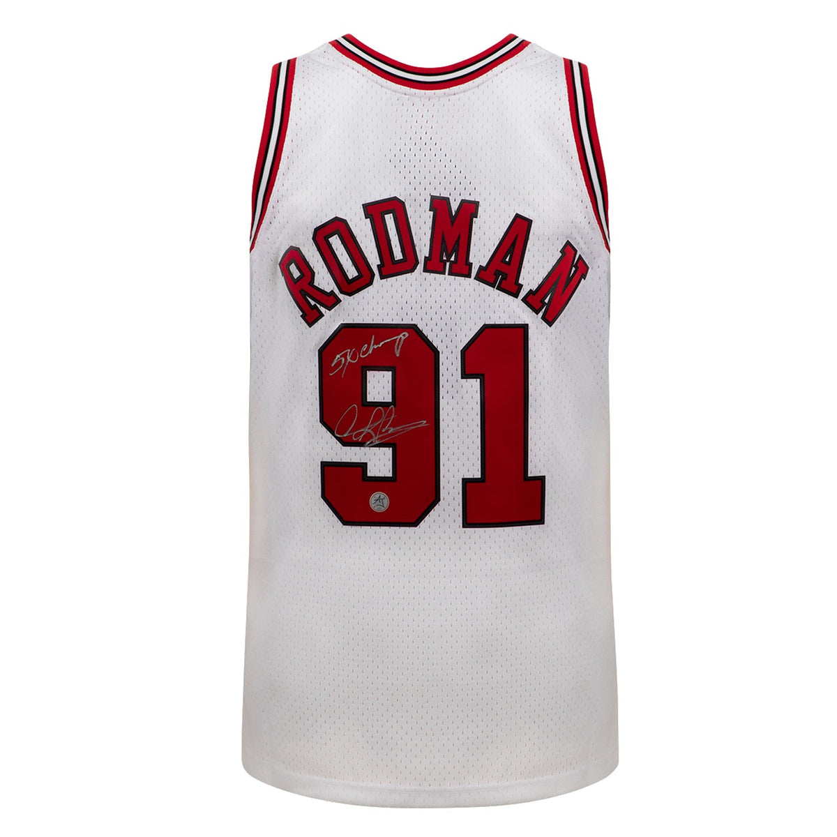 Dennis Rodman Signed Chicago Bulls Mitchell & Ness Jersey with Note product image 1, provided for visual reference and