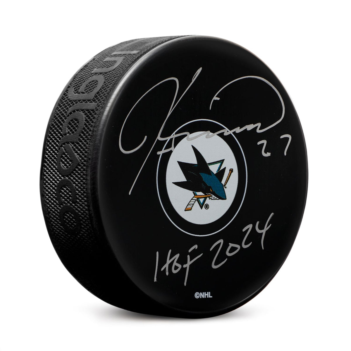 Jeremy Roenick Autographed San Jose Sharks Hockey Puck with HOF Note product image 1, provided for visual reference and