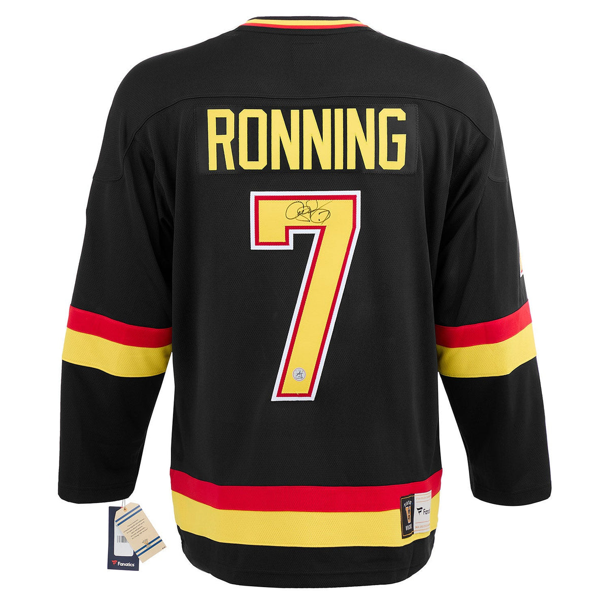 Cliff Ronning Signed Vancouver Canucks Black Fanatics Throwback Jersey product image 1, provided for visual reference and