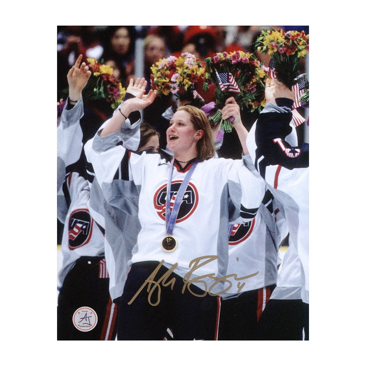 Angela Ruggiero Autographed Team USA Olympic Gold 8x10 Photo product image 1, provided for visual reference and product