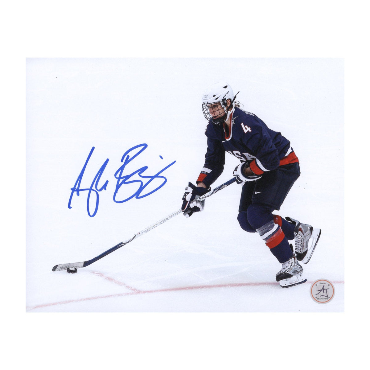 Angela Ruggiero Signed Team USA Game Action 8x10 Photo product image 1, provided for visual reference and product detail